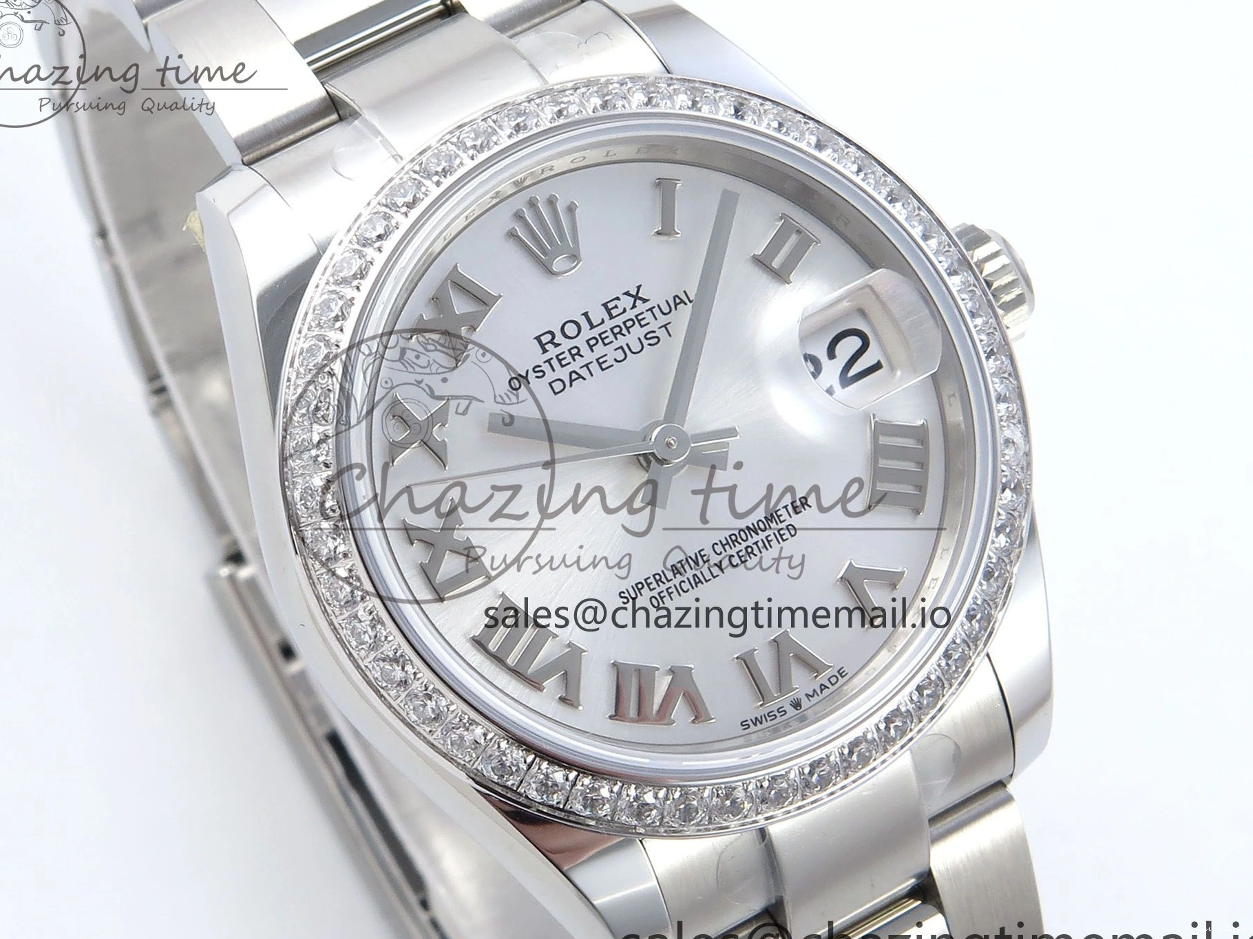 0511 Contemporary DateJust 31 278384RBR ARF 1:1 Best Edition 904L Steel Silver Roman Dial Diamonds Bezel on SS Oyster Bracelet ETA 423